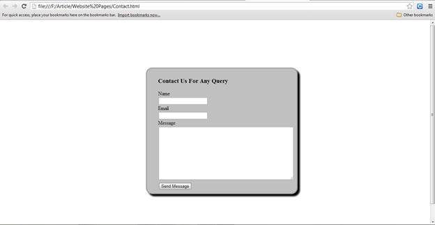 contact.html webpage with applied CSS3 Styles